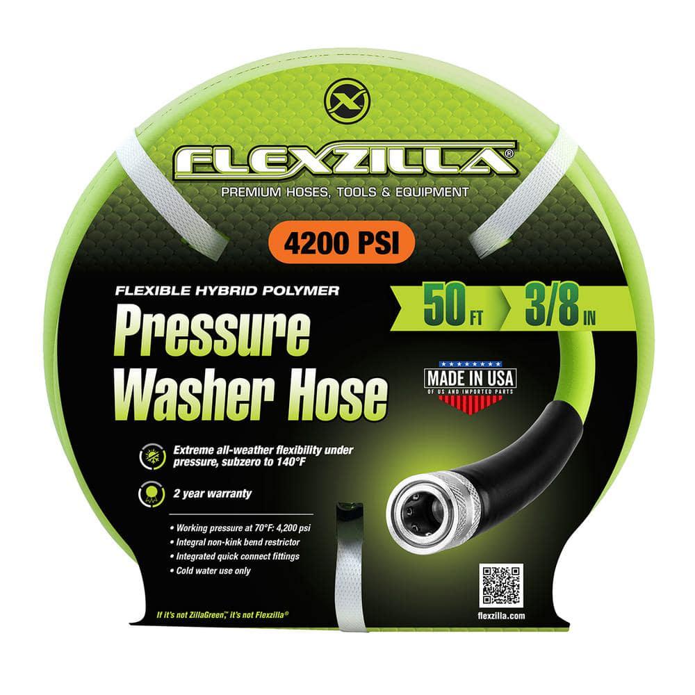 Flexzilla 38 in x 50 ft 4200 PSI Pressure Washer Hose with QuickConnect Fittings