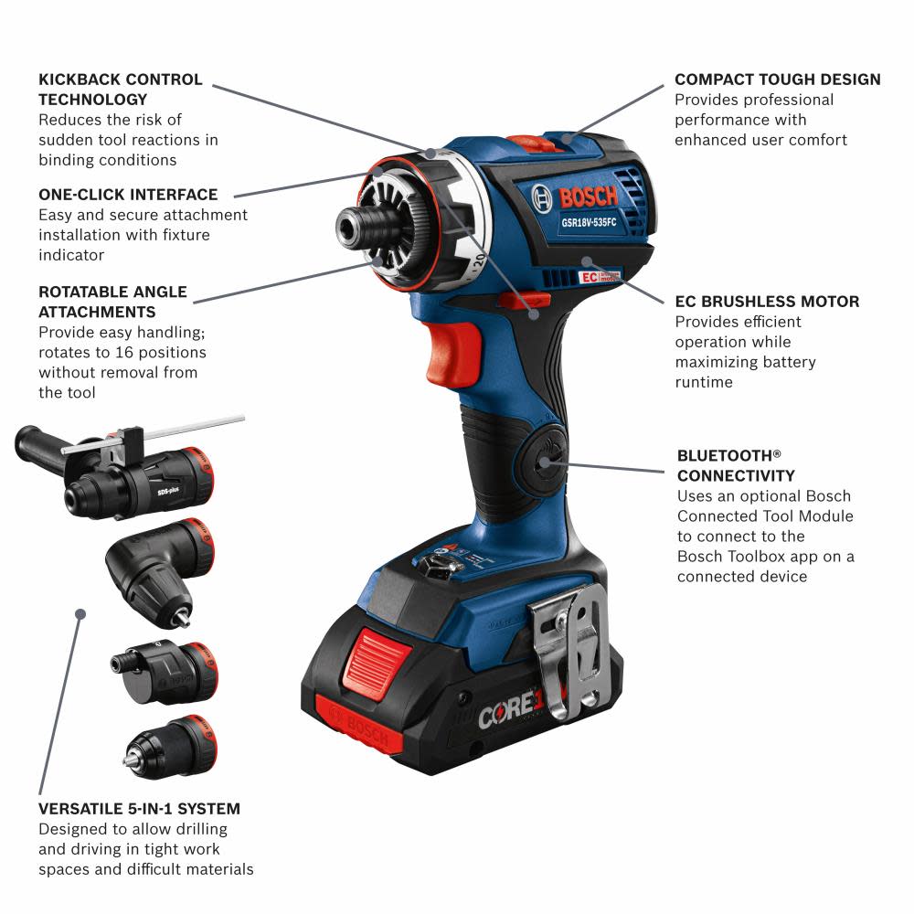 Bosch 12 Dual Bevel Glide Miter Saw with 18V EC Flexiclick 5 In 1 Drill/Driver System Kit Bundle ;