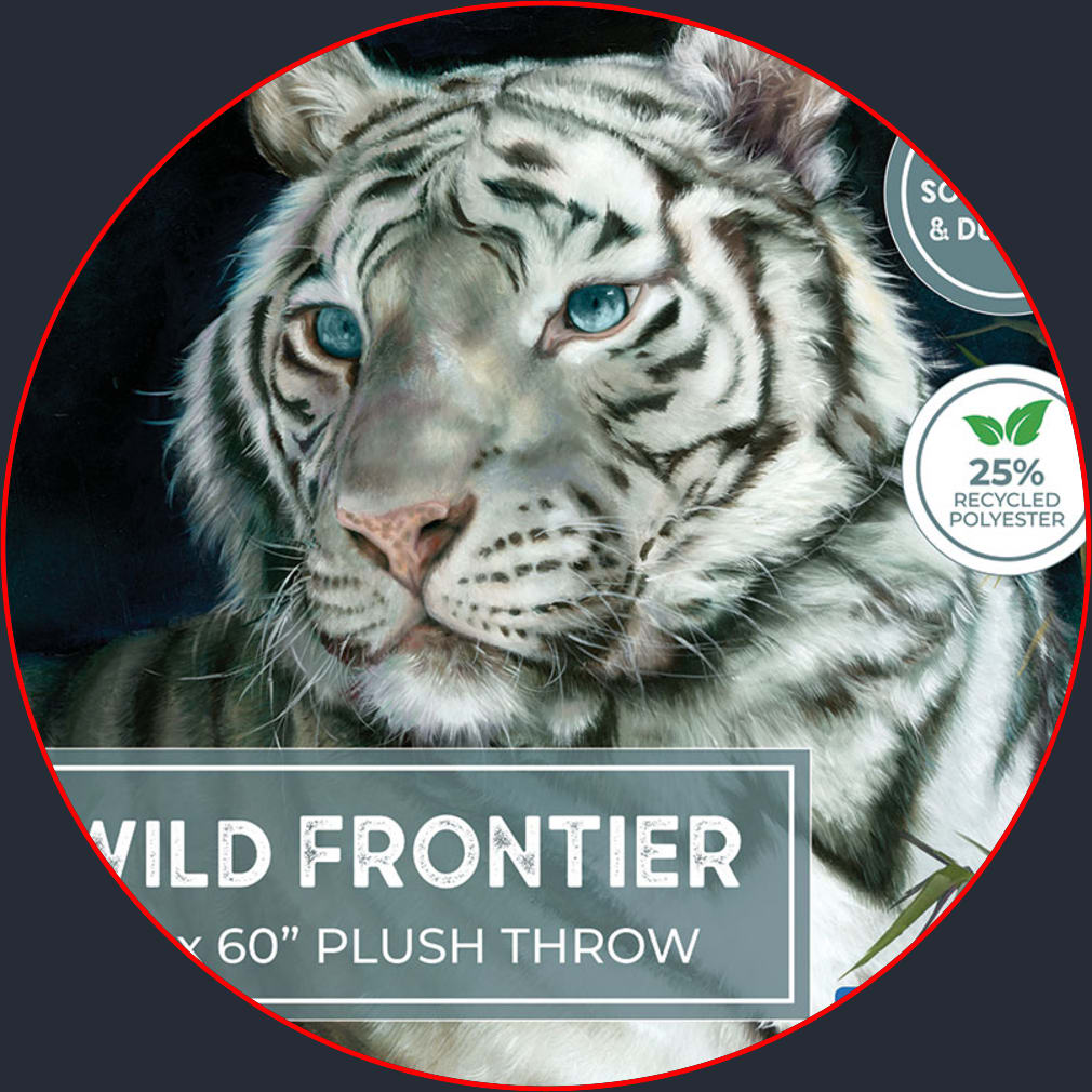 50X60 inch Wilderness Plush White Tiger Heavyweight Throw.