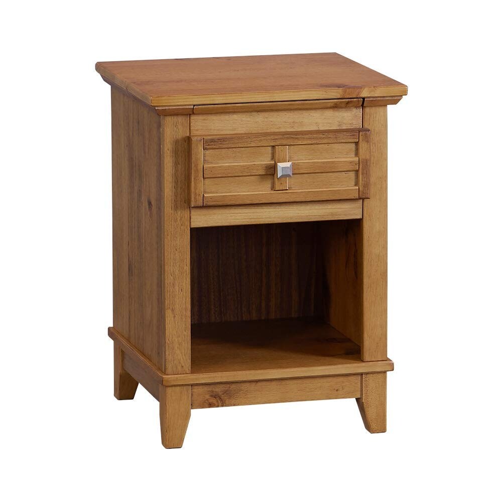 Rustic Wood Nightstand/End Table with Drawer  and Pull Out Tray/End Table for Bedroom Open Cabinet Storage Home Furniture