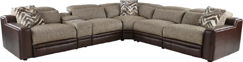 Two Tone Brown 6 Piece Power Reclining Sectional