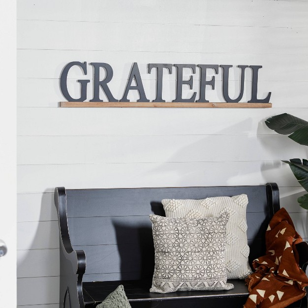 Wood Sign Grateful Wall Decor Black Olivia amp May