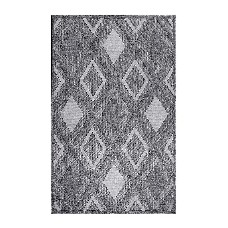 Superior Modern Geometric Diamond Lattice Indoor Outdoor Area Rug