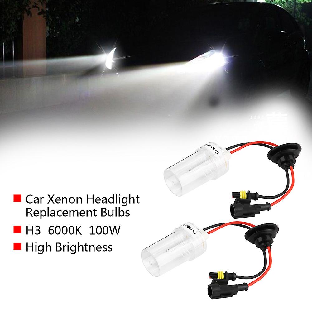 2pcs H3 6000k 100w High Brightness Car Xenon Headlight Head Lamp Replacement Bulbs