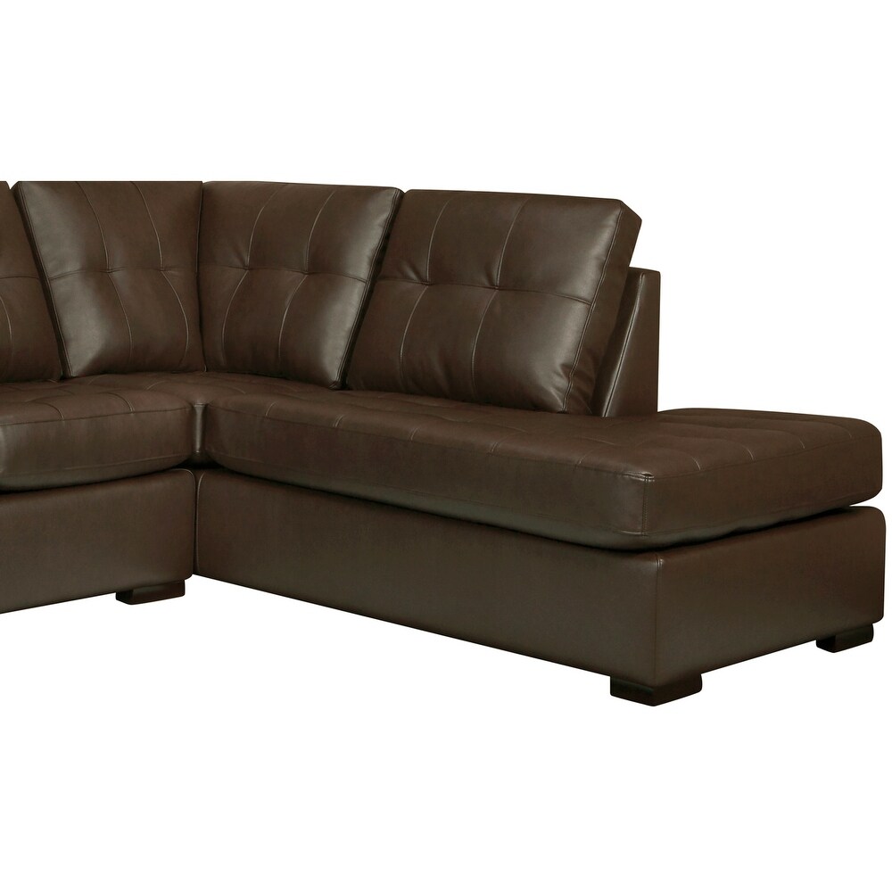 Liam Top Grain Leather Tufted Sectional Chaise Sofa