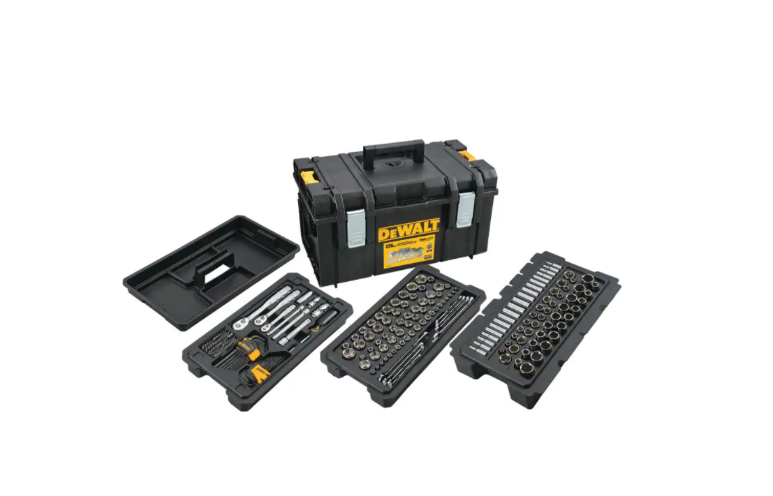 DEWALT DWMT45226H Mechanics Tool Set (226-Piece) with TOUGHSYSTEM 22 in. Medium Tool Box