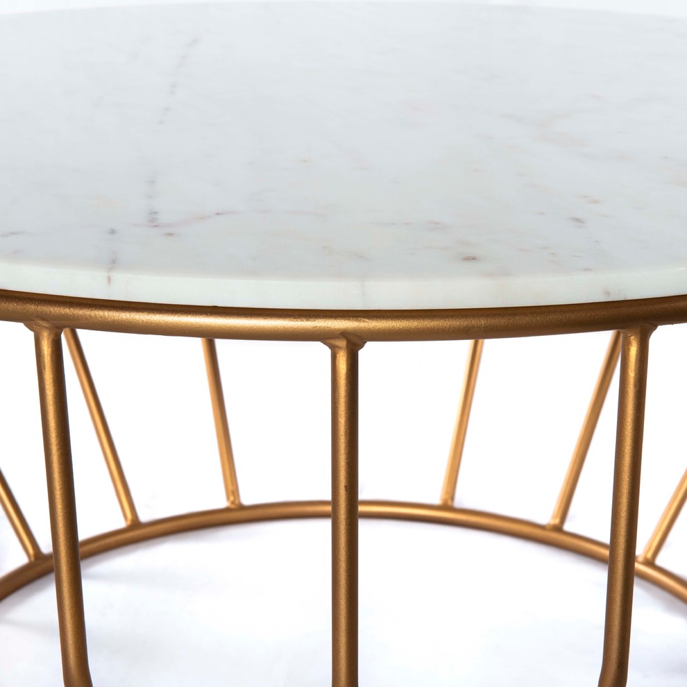 Gold Leaf Round Coffee Table   Contemporary   Coffee Tables   by Oak Idea  Houzz