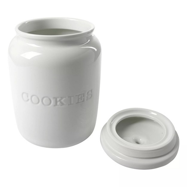 Our Table Simply White 132 Ounce Porcelain Word Cookie Jar With Air Tight Lid