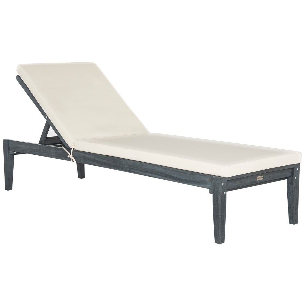 SAFAVIEH Outdoor Living Pomona Ash Grey/ Beige Sunlounger   23.6\