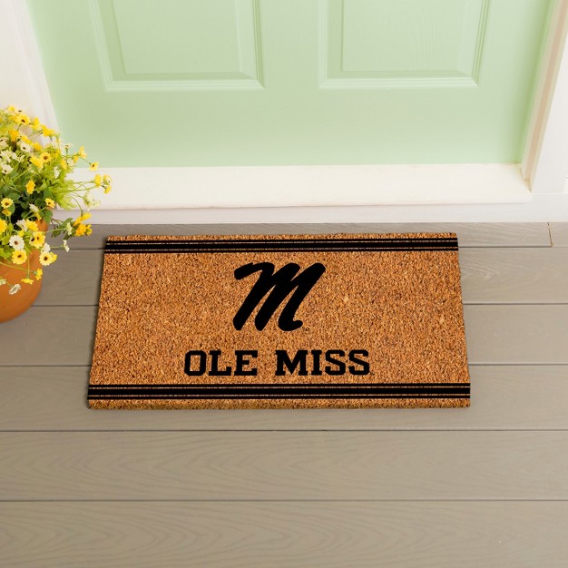 Evergreen University Of Mississippi Logo Natural Coir 28 X 16 Inches Indoor Outdoor Doormat