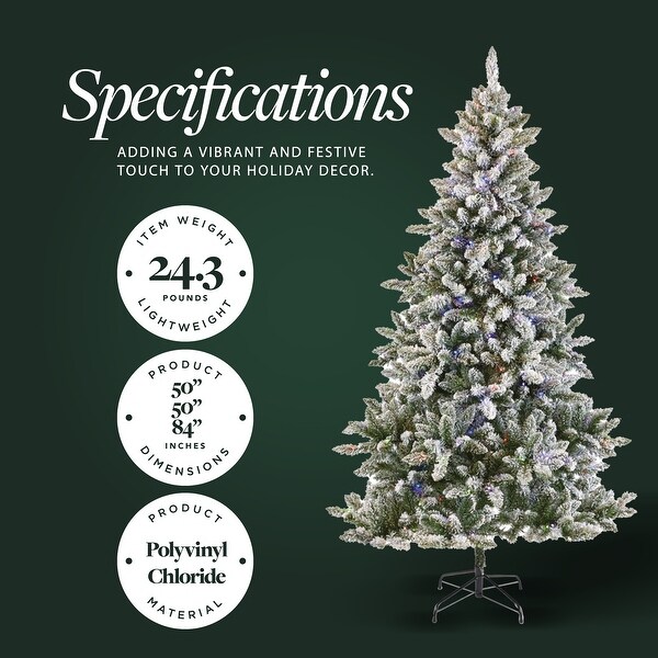 NOMA Cypress 7' MultiColor LED PreLit Flocked Artificial Christmas Tree，Green