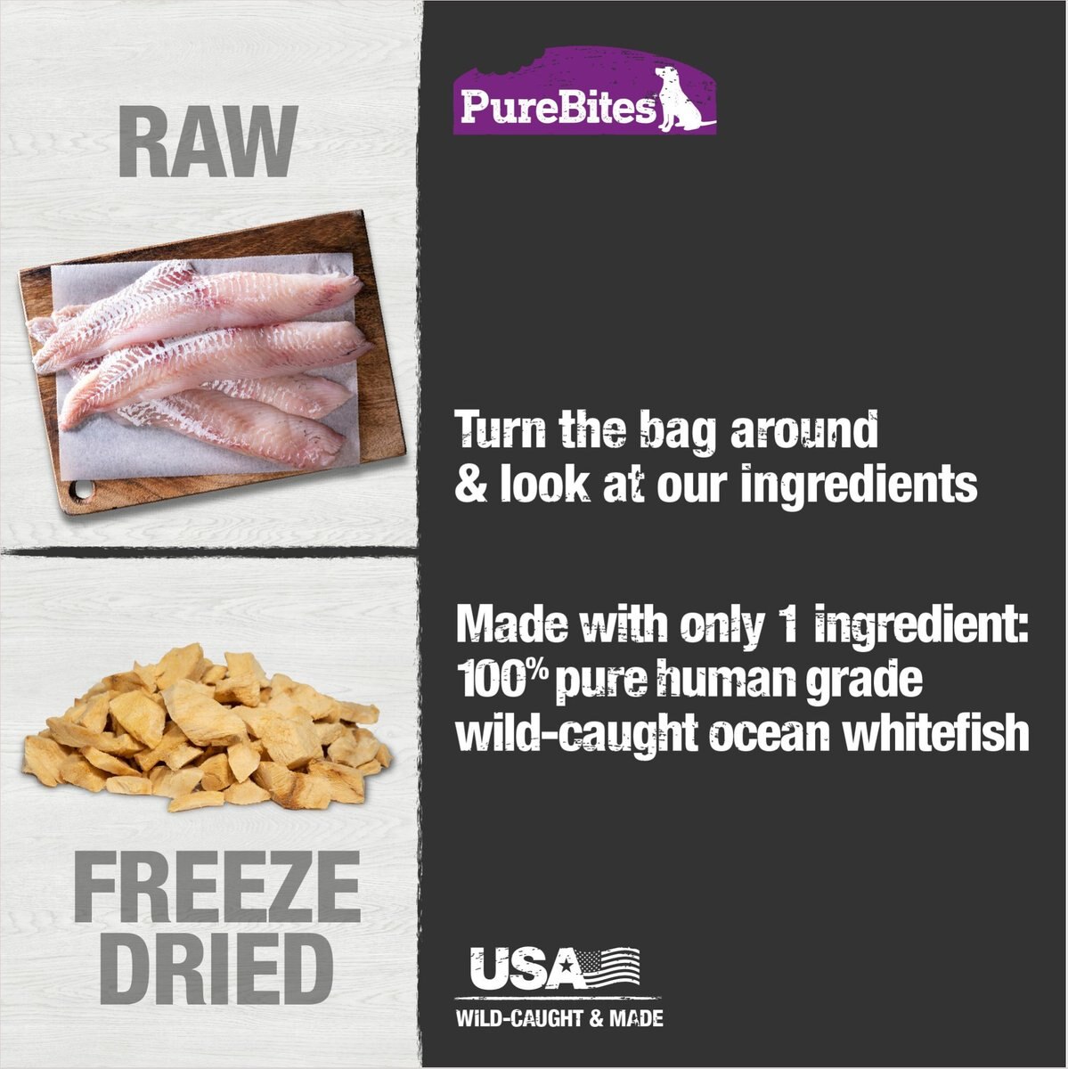 PureBites Ocean Whitefish Freeze-Dried Raw Dog Treats