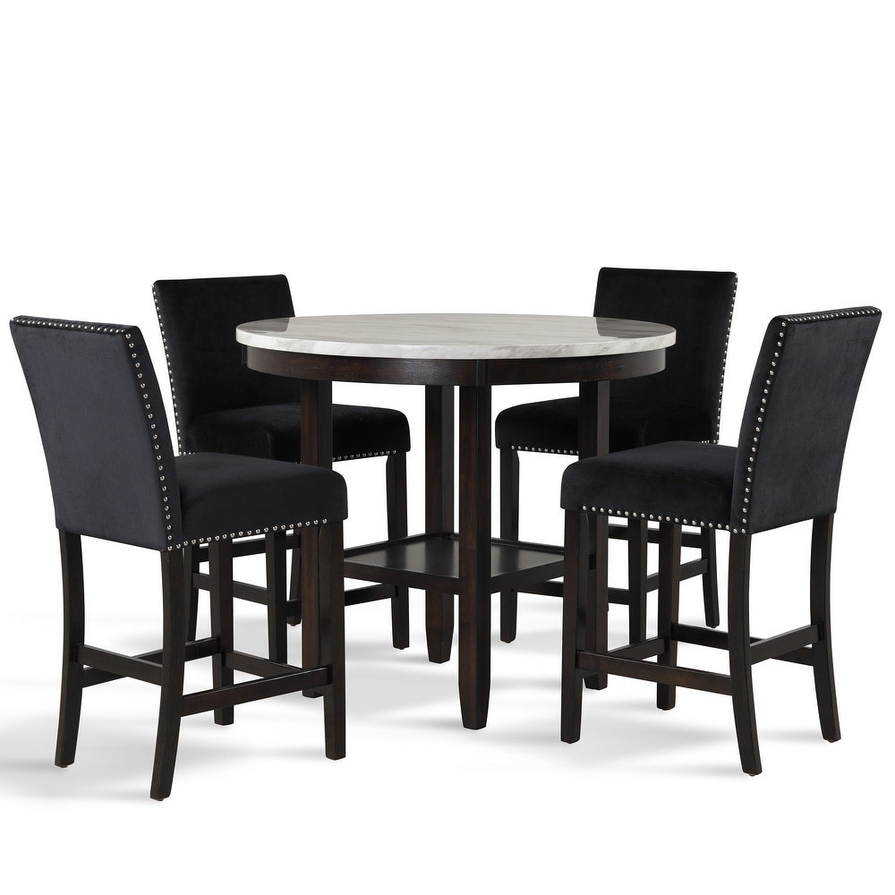 New Classic Furniture Reginald 5 Piece Round Counter Set