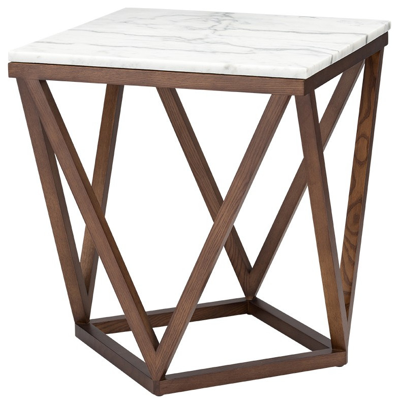 Marbe and Wood End Table   Transitional   Side Tables And End Tables   by HomeCraftDecor  Houzz