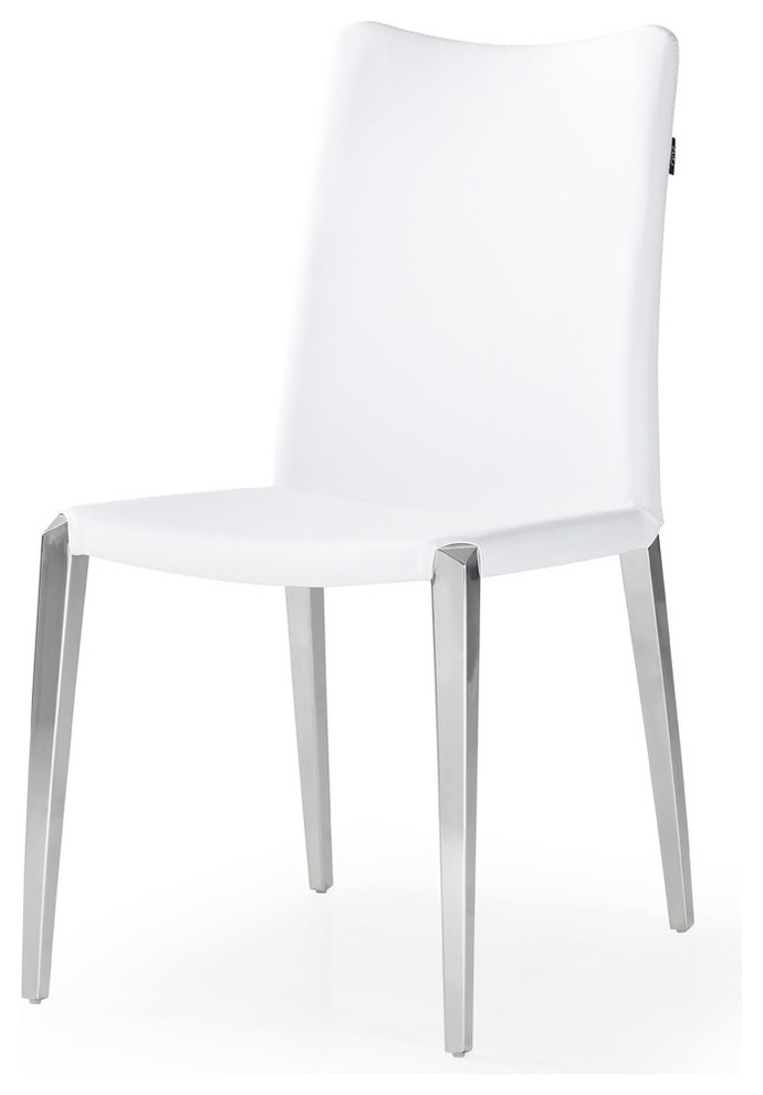 Jordan Dining Chair   White / Polished Stainless   Contemporary   Dining Chairs   by Zuri Furniture  Houzz