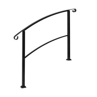 Karl home 37.2 in. H x 54.7 in. W Adjustable Black Wrought Iron Handrail 634697403358