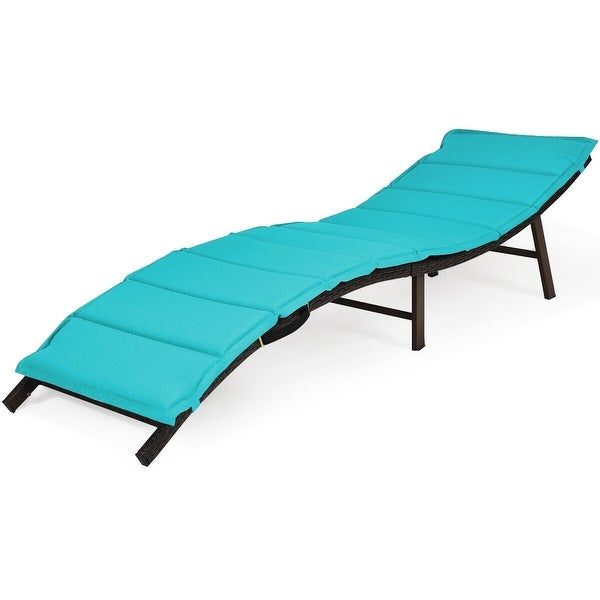 2Pcs Folding Patio Lounger Chair-Turquoise - 81