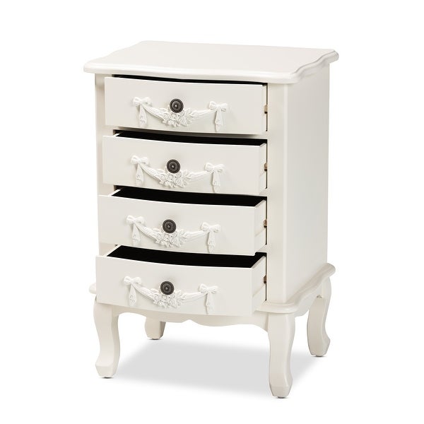 Baxton Studio Callen Classic and Traditional White Finished Wood 4-Drawer End Table - - 35864800