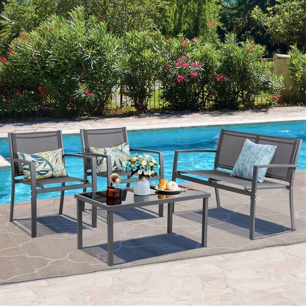 Futzca 4Piece Outdoor Patio Furniture Set，Textilene Bistro Patio Set