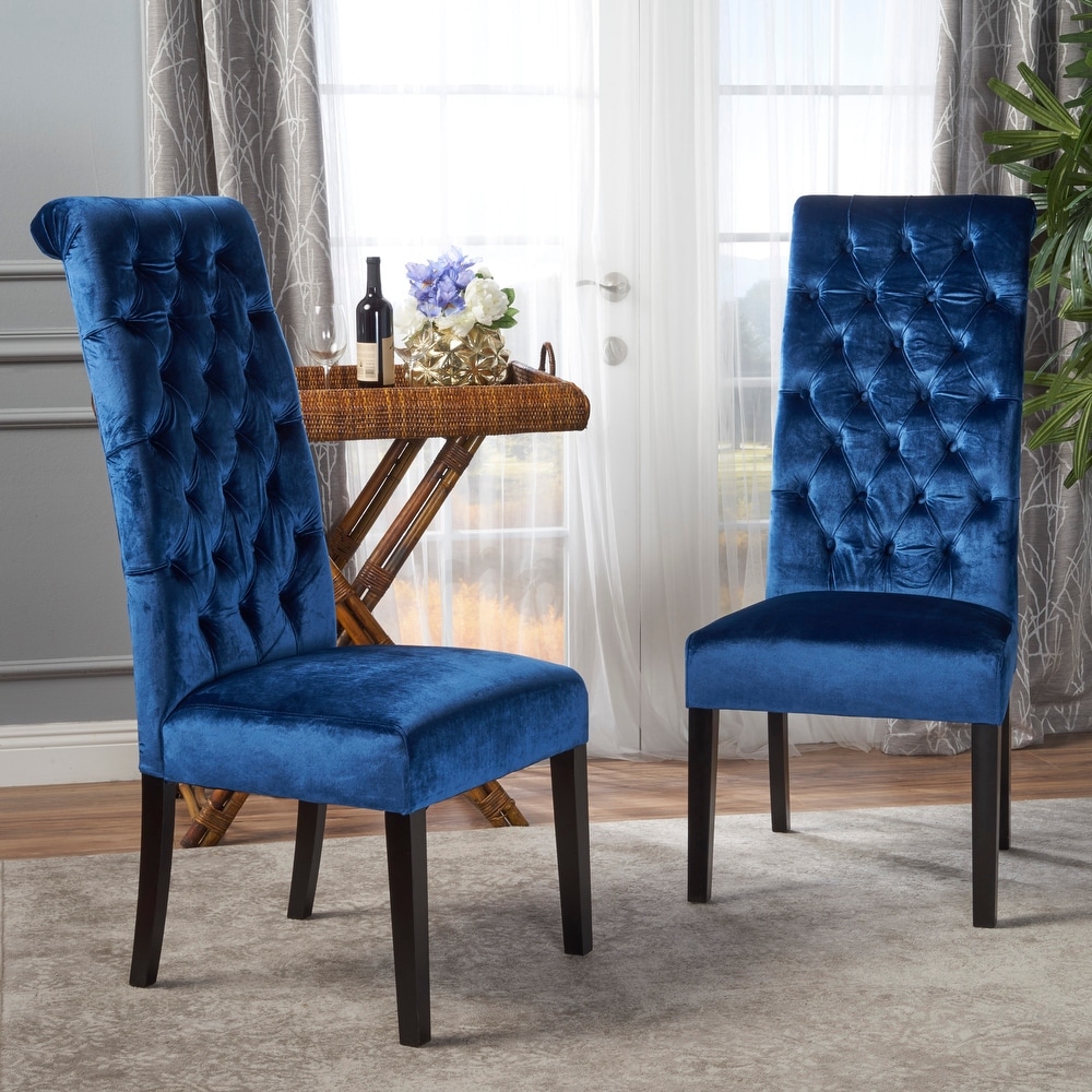 Leorah Tall Back Tufted Velvet Dining Chair (Set of 2) by Christopher Knight Home