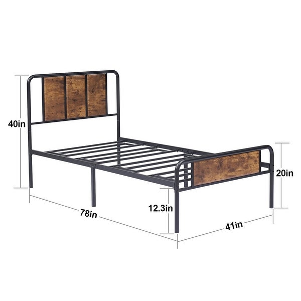 Taomika 3-pieces Industrial Bedroom Set Rustic Brown Bed Frame and Nightstands - - 35937072