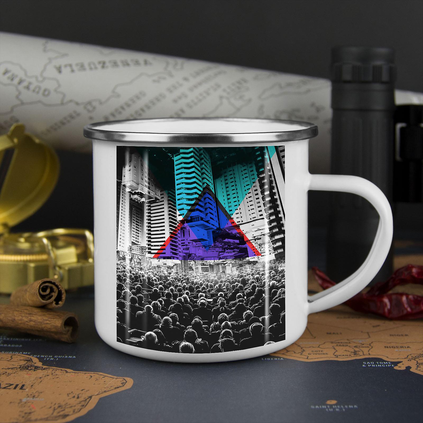 Urban Crowd Street City NEW WhiteTea Coffee Enamel Mug10 oz | Wellcoda