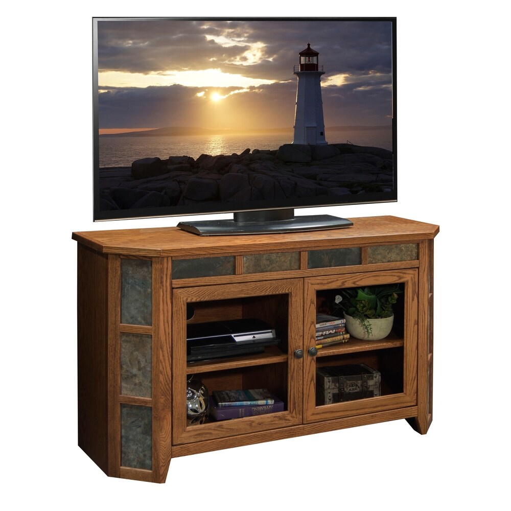 Copper Grove Creusot Golden Oak 51 inch Angled TV Cart