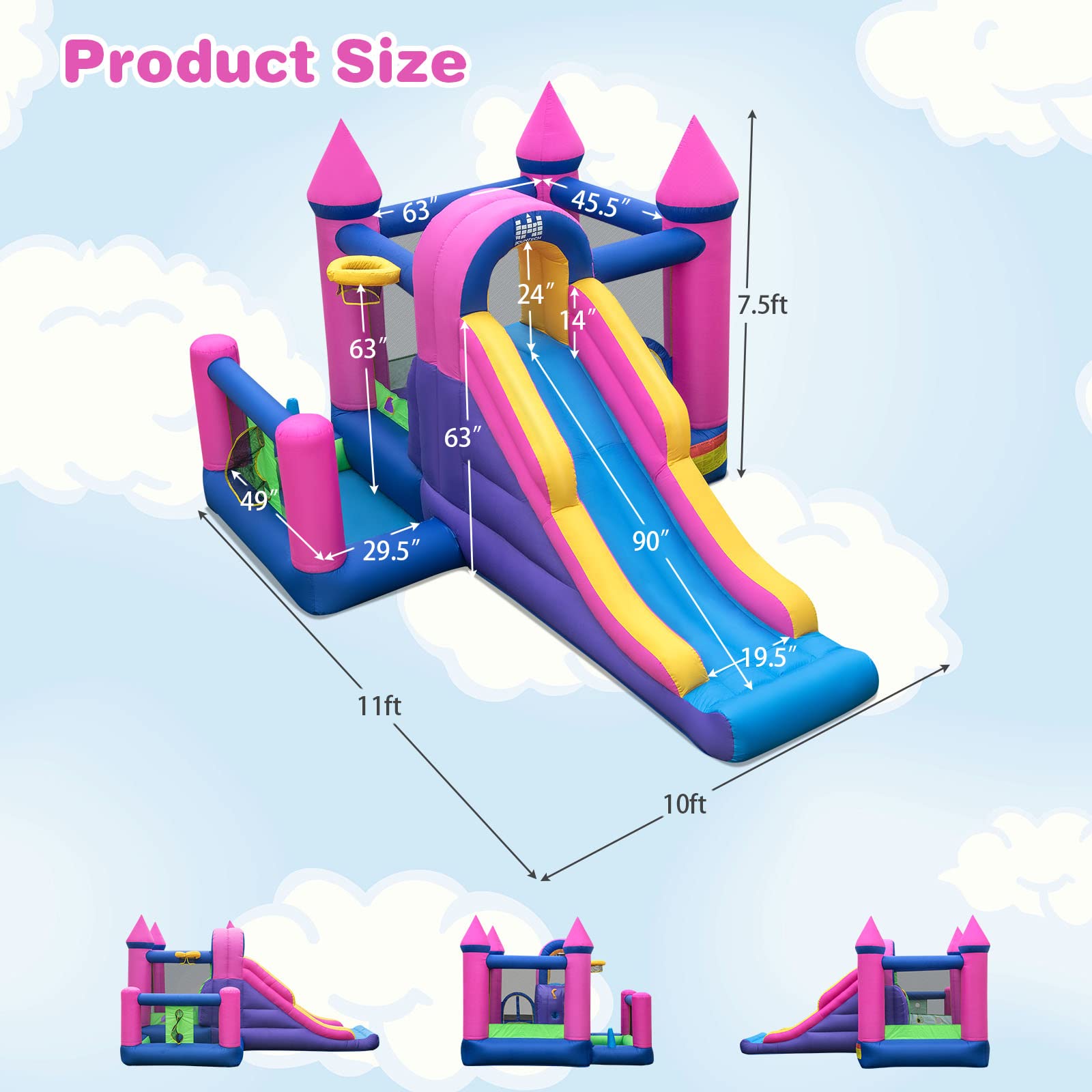 BOUNTECH Inflatable Bounce House, Bouncy House for Toddler Kids 5-12 Indoor Outdoor Party Fun