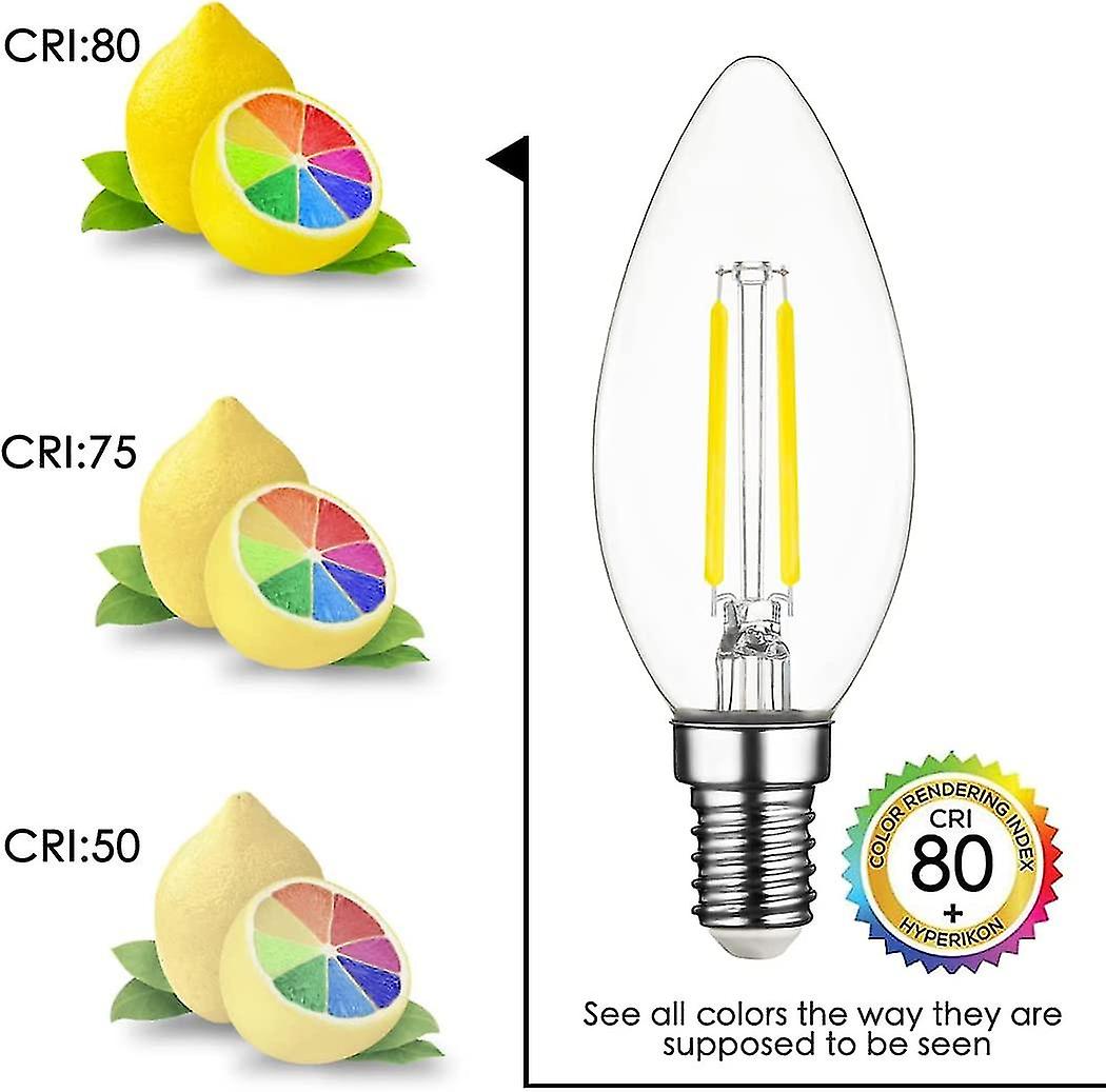 Cisea 2w E14 ment Led Bulb， Cool White 2700k， 20w Incandescent Equivalent， E14 Led C35 Candle Lamp， Non-dimmable， 320lm， Pack Of 6