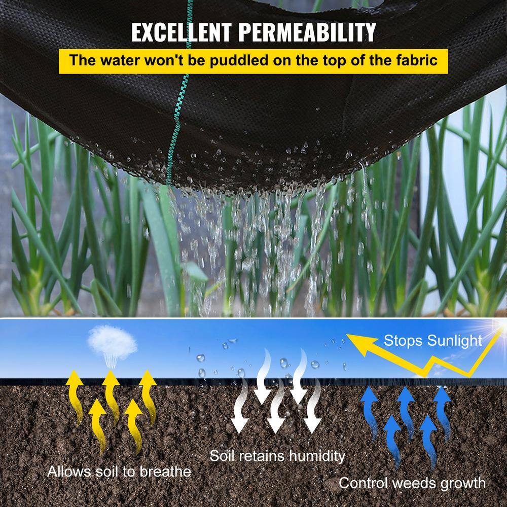 VEVOR Weed Barrier Landscape Fabric 4 x 250 ft. Geotextile Underlayment PP Woven Garden Ground Cover 5 oz. Weed Control Fabric ZZZP4X250YC5OZFCBV0