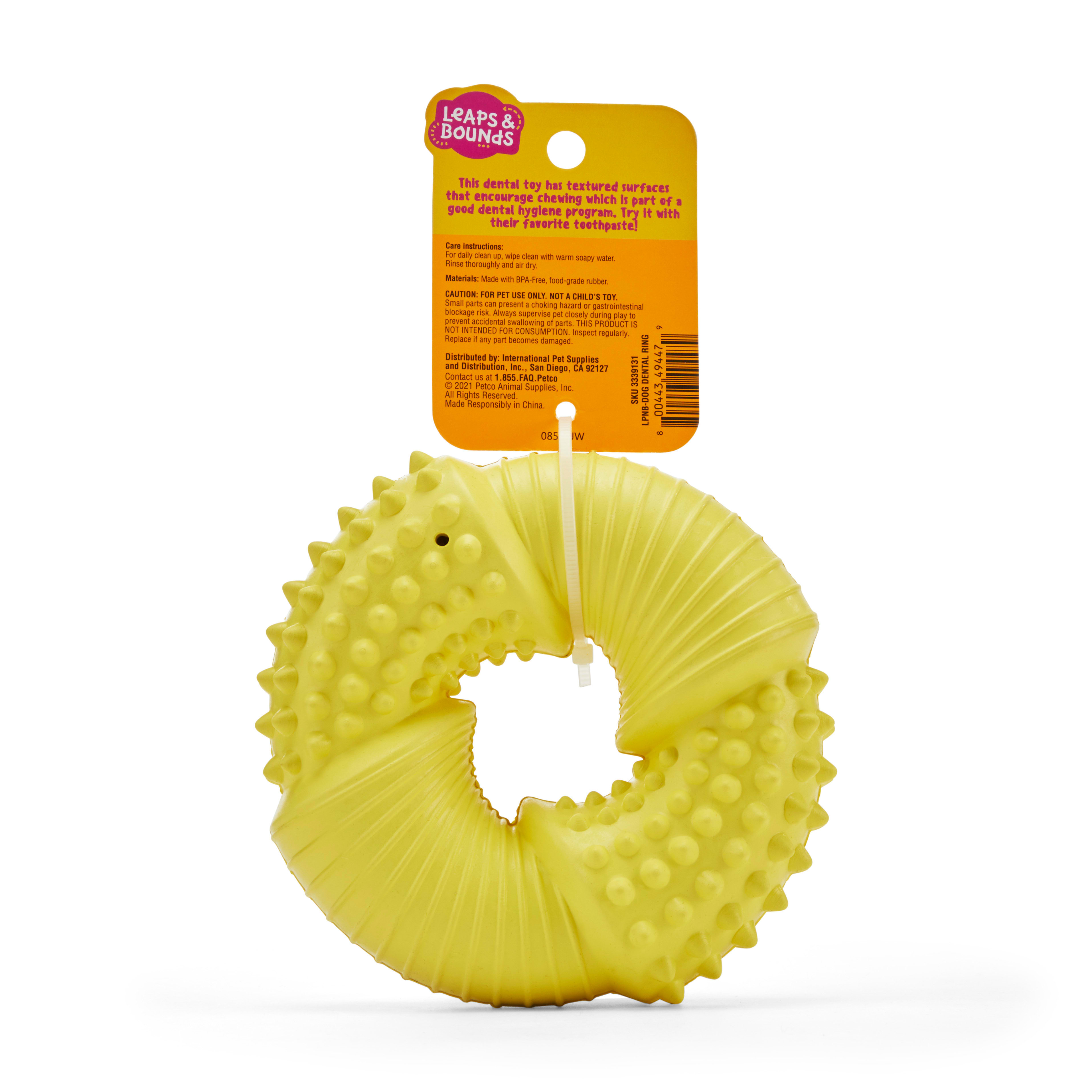 Leaps  Bounds Yellow Ring Dental Dog Chew Toy， X-Small