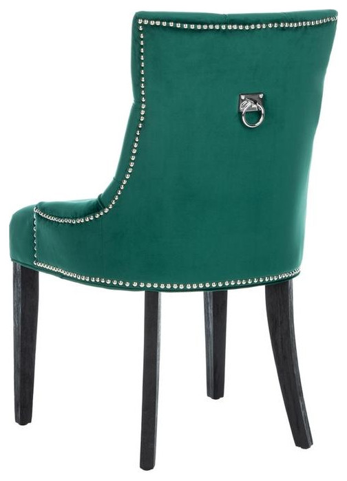 Spruce 19  x27 x27Tufted Ring Chair set of 2 Emerald / Espresso   Contemporary   Dining Chairs   by AED Luxury Home Decor  Houzz