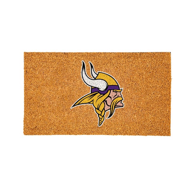 Evergreennflminnesota Vikings Logo Natural Coir 28 X 16 Inches Indoor Outdoor Doormat