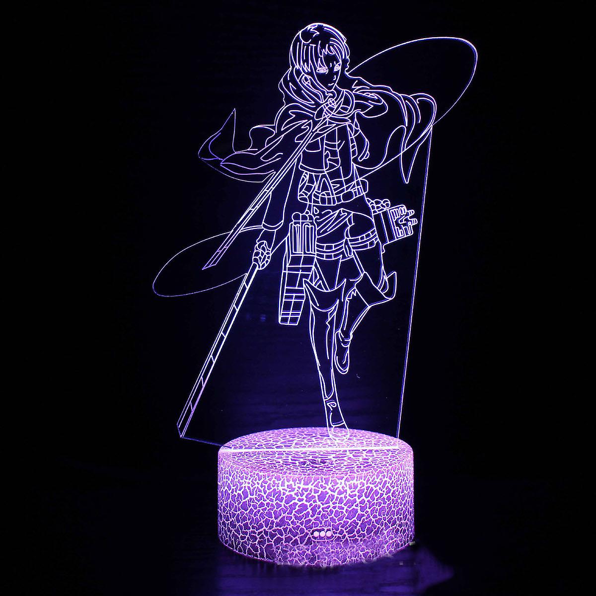 Attack On Titan Levi Illusion Lamp 3d Night Light With 16 Color Change Remote Control，room Dcor