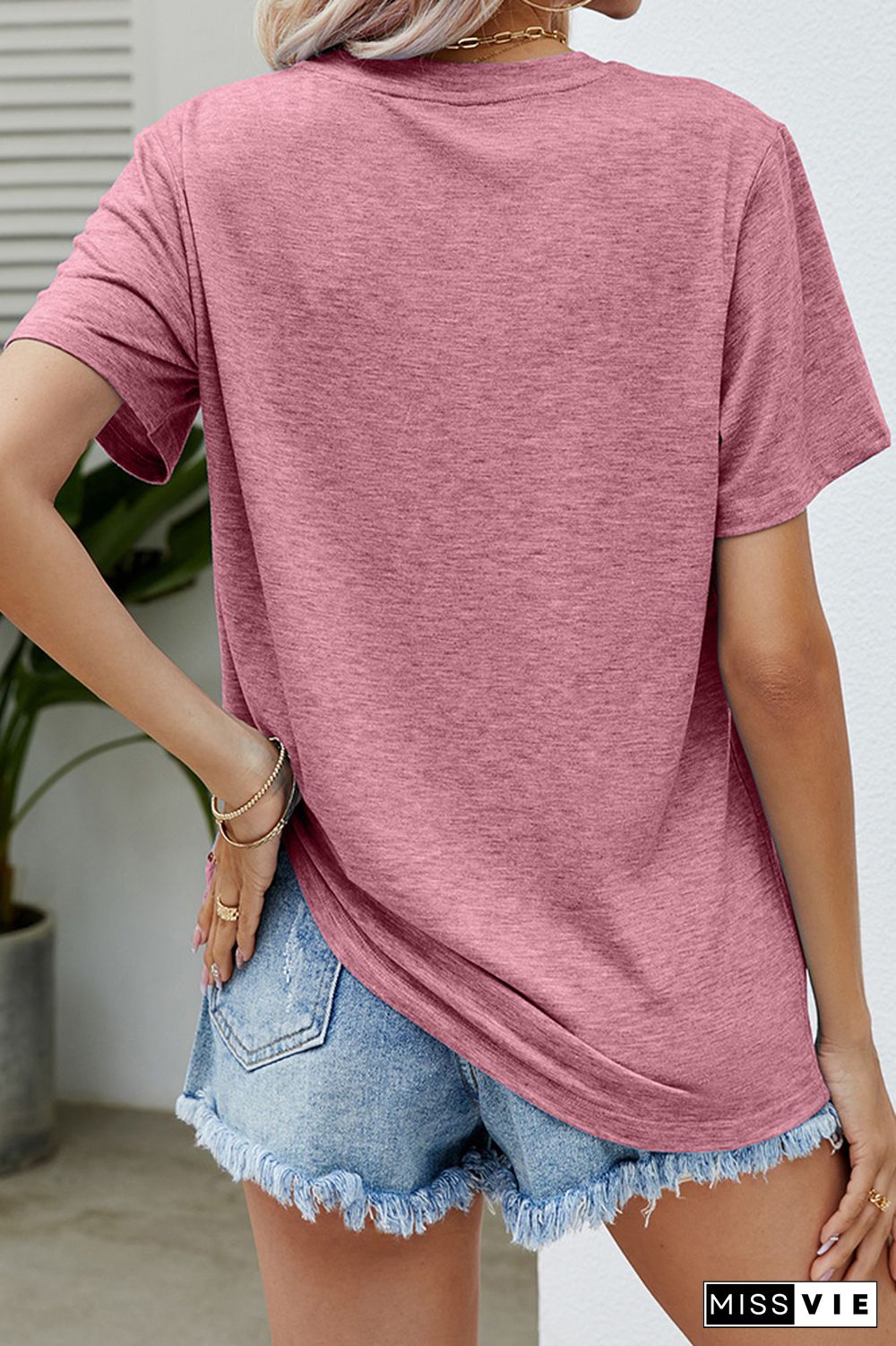 Plain Round Neck Basic Jersey Tee