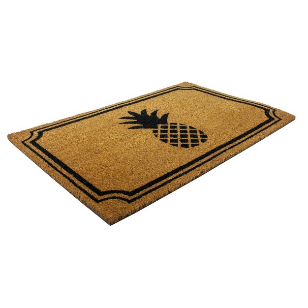 Pineapple Indoor outdoor Coir Doormat Natural black Entryways