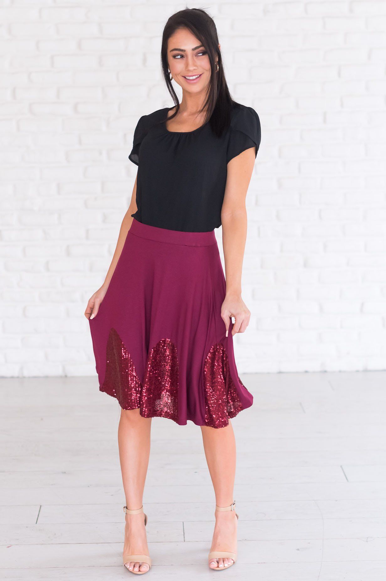 Pop of Sequins Modest Skirt