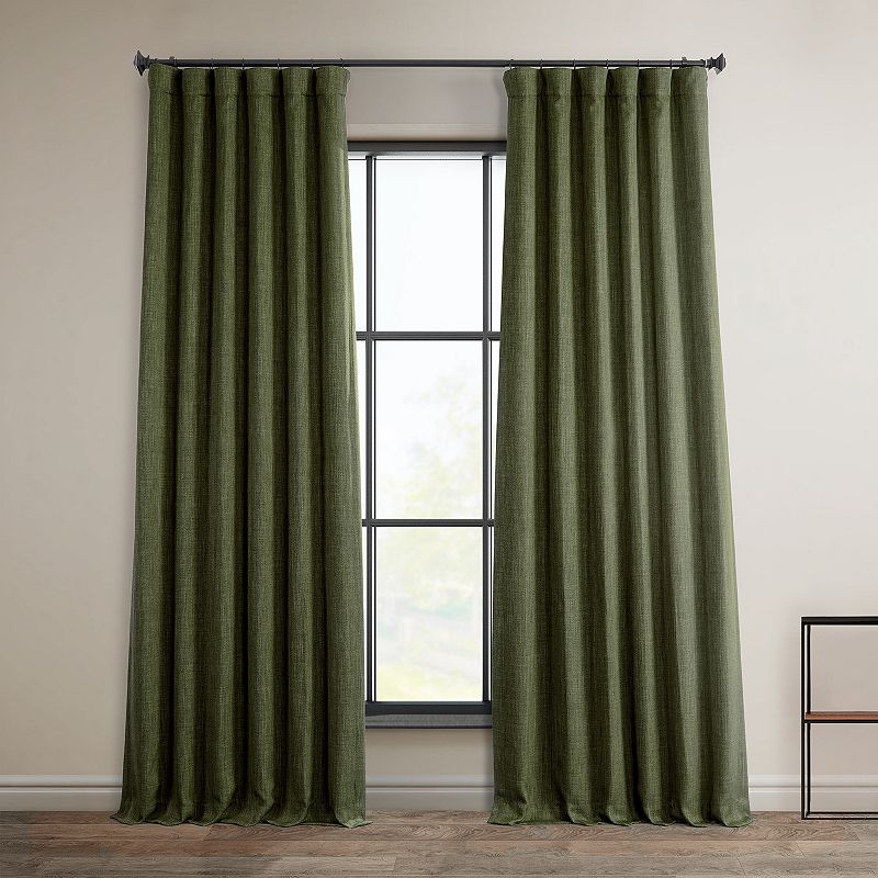 EFF 1-Panel Solid Faux-Linen Window Curtain