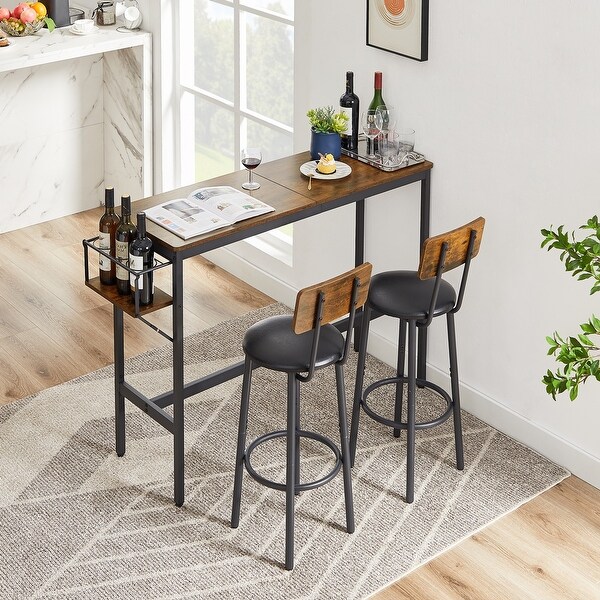 3Pieces Bar Table Set with 1 Bar Table and 2 Bar Stools