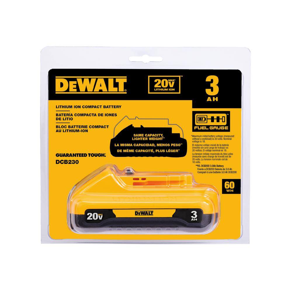 DEWALT DCL077BW230 20V MAX Compact Task Light and (1) 20V MAX Compact Lithium-Ion 3.0Ah Battery