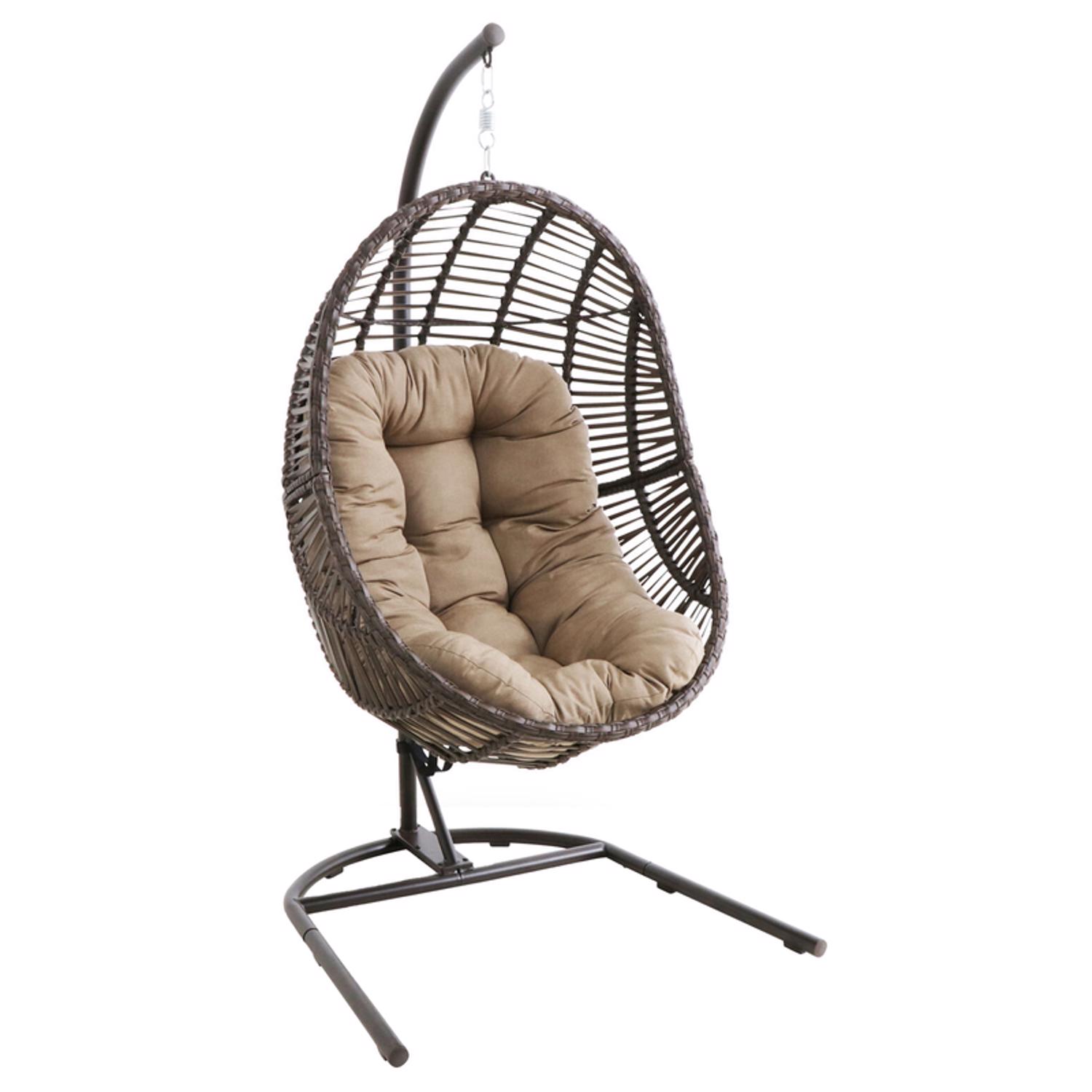 Mod Avery 1 Person Brown Steel Egg Swing Taupe