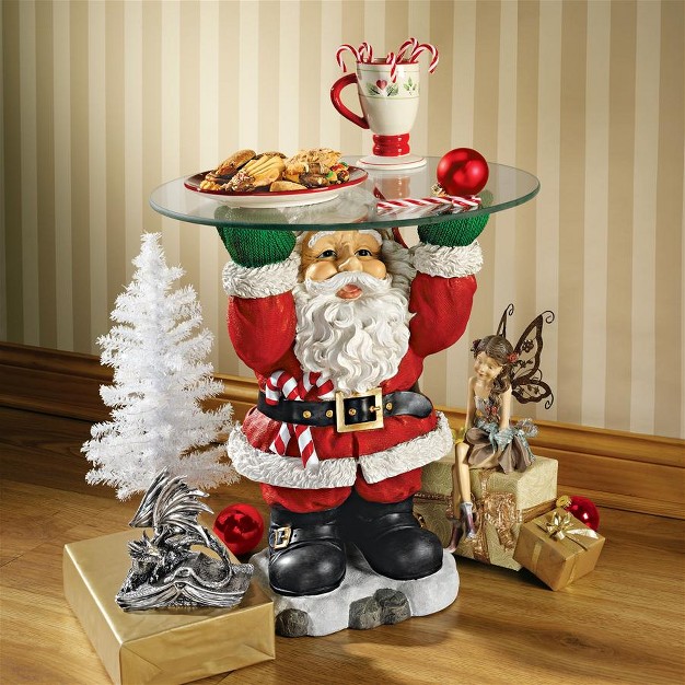 Design Toscano Santa Claus Sculptural Glass topped Holiday Table