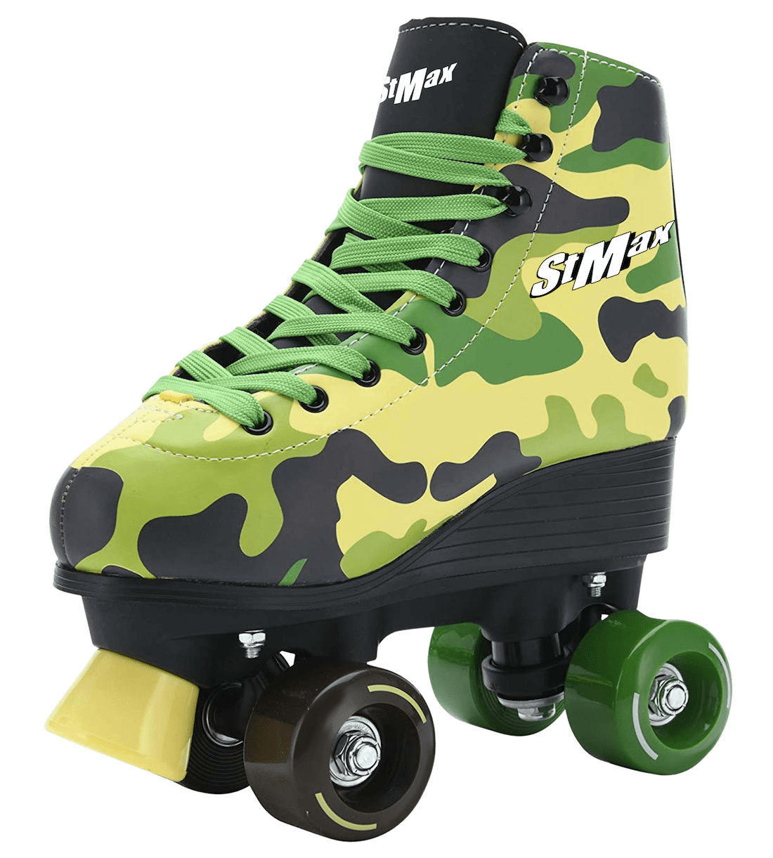 Roller Skates for Girls Boys Size 5 Green Camo for Kids Quad Derby Light with Adjustable Lace System Outdoor rollerskates Girl 4-Wheels Blades Indoor Classic Youth Toddler ABEC-7 37