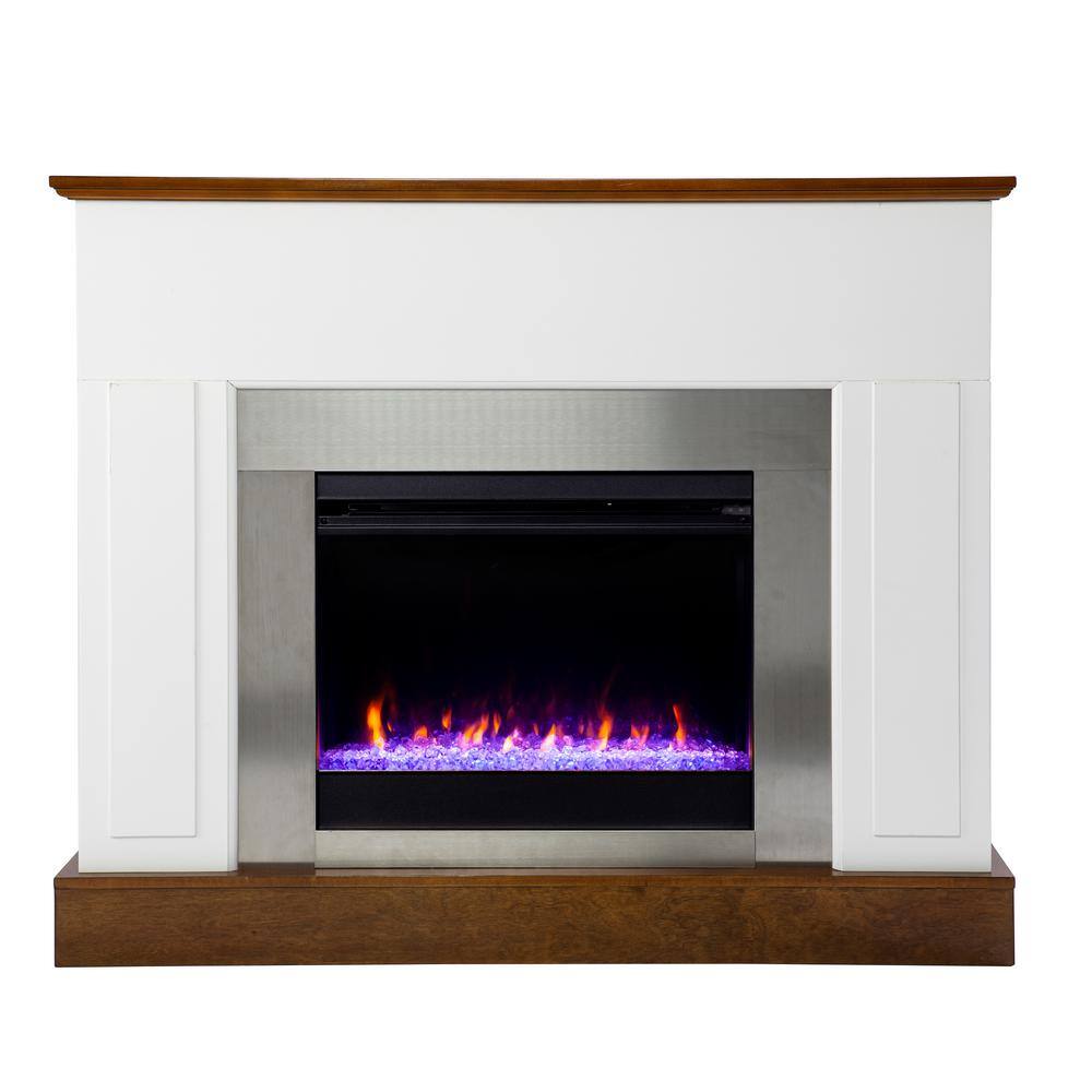 Southern Enterprises Helsa 50 in. Color Changing Electric Fireplace in White HD212722