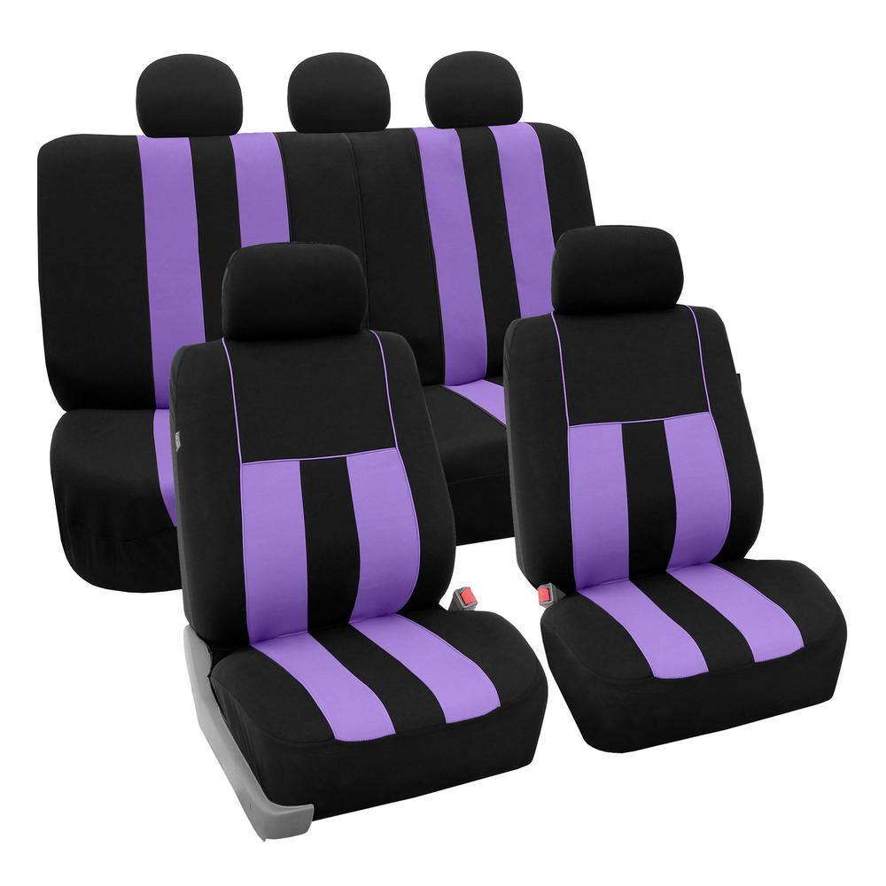 FH Group Modern Stripe 21 in. x 20 in. x 2 in. Fabric Full Set Seat Covers DMFB036PURP115