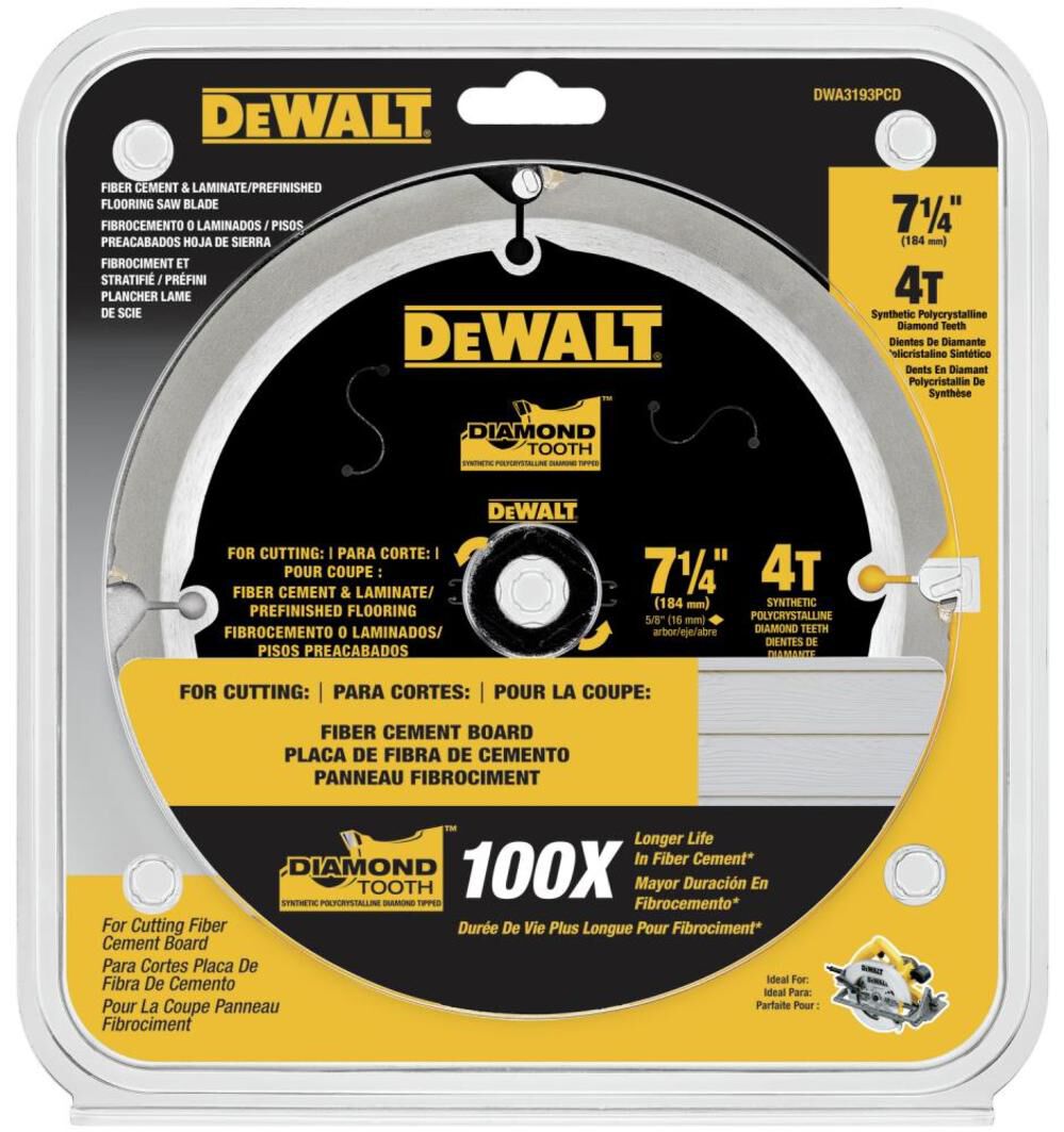 DW 7-1/4-in Fiber Cement 4T PCD Blade DWA3193PCD from DW