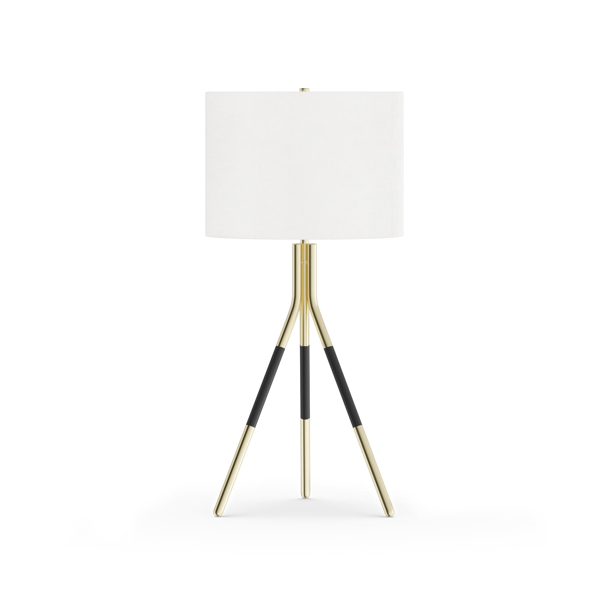 MoDRN Tripod Floor Lamp and Table Lamp Set, Black and Gold