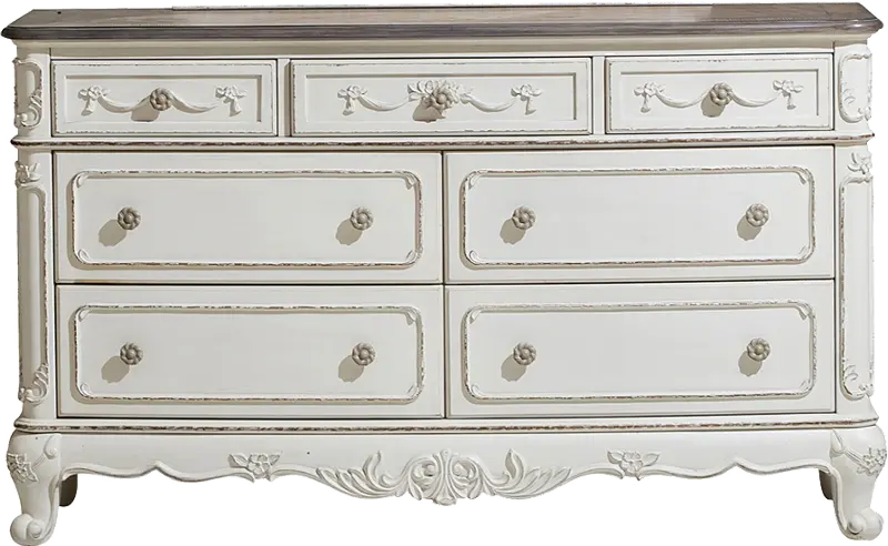 Madi Traditional Antique White Dresser