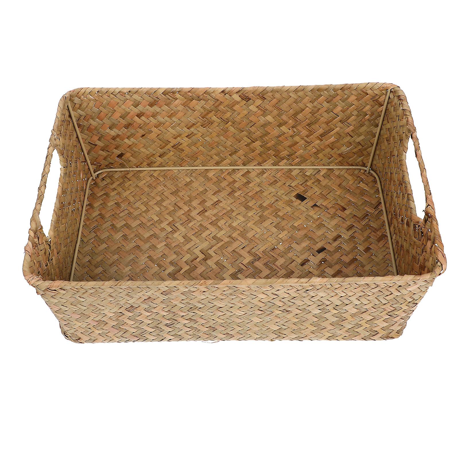 Bread Basket Indoor Bread Container Desktop Sundries Holder Mat Grass Woven Basket