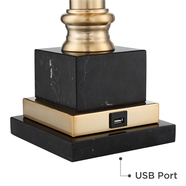 Tall Warm Brass With Usb Charging Port Black Shade For Bedroom Living Room Bedside Office Kids